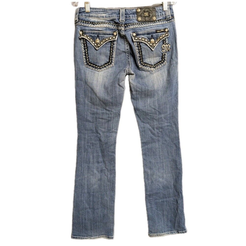 Miss Me Jeans Women's Size 29X33 Easy Boot Denim Distressed JE5087E6X Embroidery